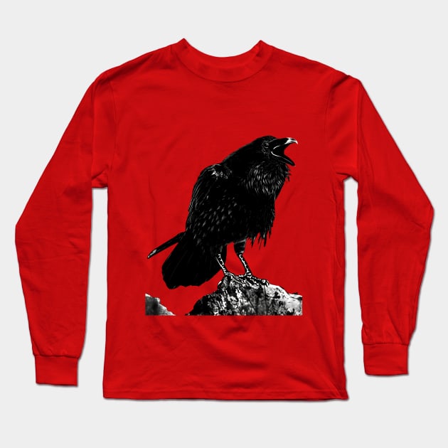 Raven #2 Long Sleeve T-Shirt by GrizzlyVisionStudio